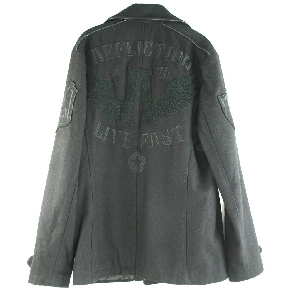 Affliction Black Double Breasted Embroidered Skul… - image 5